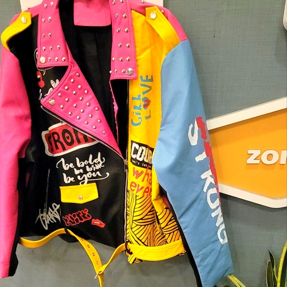 Geschallino Women's Faux Leather  Motorcycle Biker Jacket [NWOT] - Picture 7 of 14